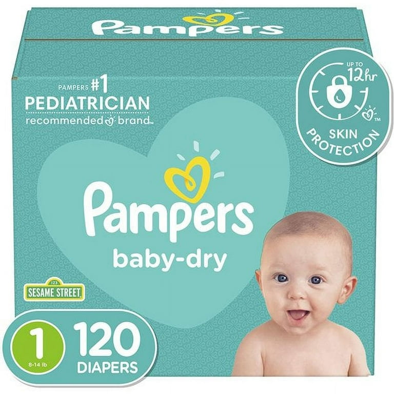 Pampers Newborn Diapers Size 8-14 lb 120 Count with Leak-Guard