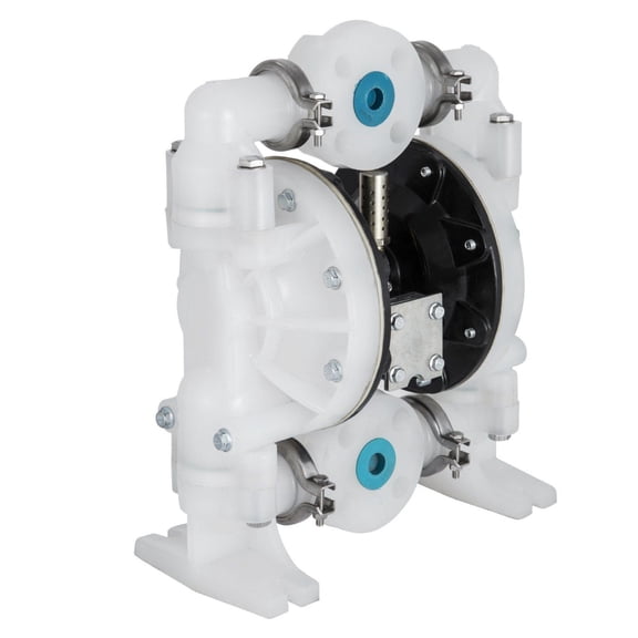 Diaphragm Pump 1 Inch, 30 GPM Air Operated Double Diaphragm Pump, 120 PSI Polypropylene AODD Pump for Chemical Transfer, Industrial Fluid Pumping