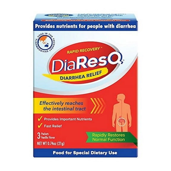 Diaresq Rapid Recovery Diarrhea Relief Packets, Vanilla Flavor, 3 Ea, 2 Pack