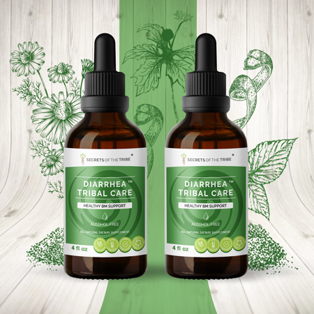 Diarrhea Tribal Care Alcohol-FREE Extract, Tincture, Glycerite Blackberry, Slippery Elm, Red Raspberry, Chamomile, Orange, Goldenseal. Healthy BM Support 2x4 oz