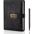 thumbnail image 1 of Diary with Lock, A5 PU Leather Journal with Lock 240 Pages, Vintage Locks Journal Password Notebook with Pen, Locks Diary Planner Organizer for Men and Women, 8.6x5.8in Black, 1 of 3