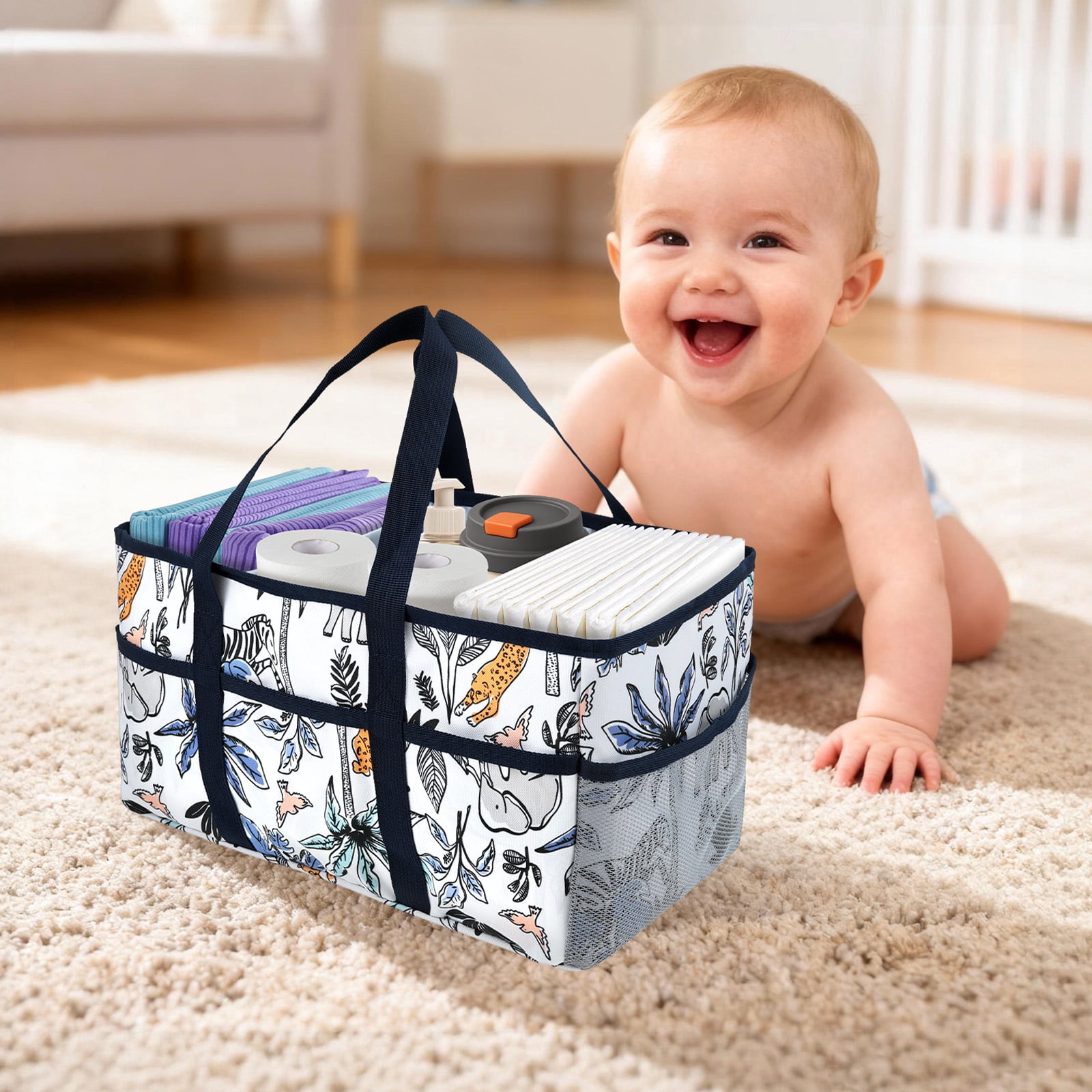 Diary Nappy Caddy Organiser Baby Diaper Caddy for Nappy Station Storage Basket for Newborn Essential Baby Shower Present for Girl Boy