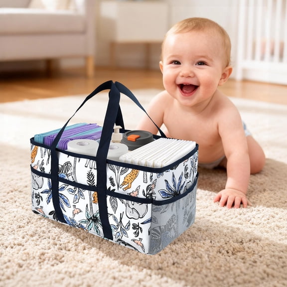 Diary Nappy Caddy Organiser Baby Diaper Caddy for Nappy Station Storage Basket for Newborn Essential Baby Shower Present for Girl Boy