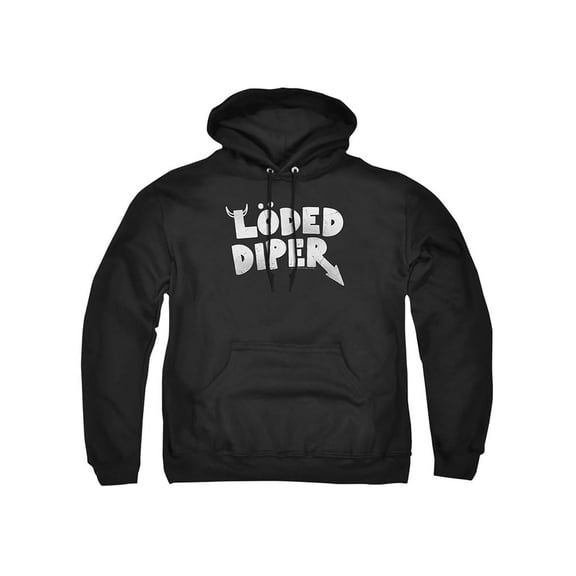Diary Of A Wimpy Kid Loded Diper Distressed Logo Adult Pull-Over Hoodie, Black, Small