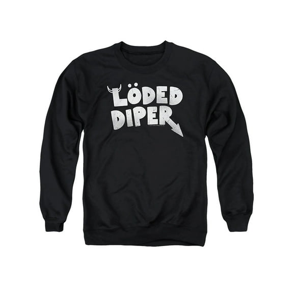Diary Of A Wimpy Kid Loded Diper Distressed Logo Unisex Adult Crewneck Sweatshirt, Black, 2X Large