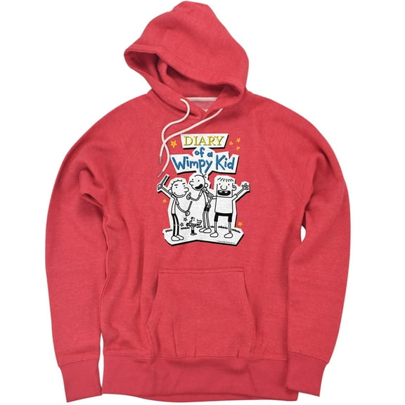 Diary Of A Wimpy Kid Wimpy Kid Group Unisex Adult Slim Fit Pull-Over Heather Hoodie, Red, Large