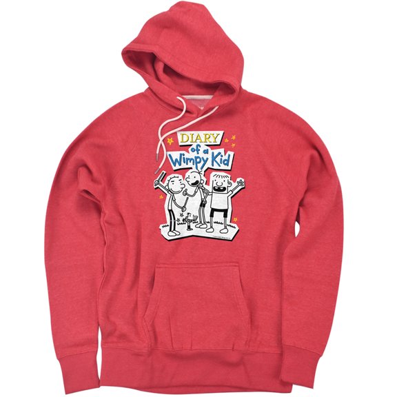 Diary Of A Wimpy Kid Wimpy Kid Group Unisex Adult Slim Fit Pull-Over Heather Hoodie, Red, Small