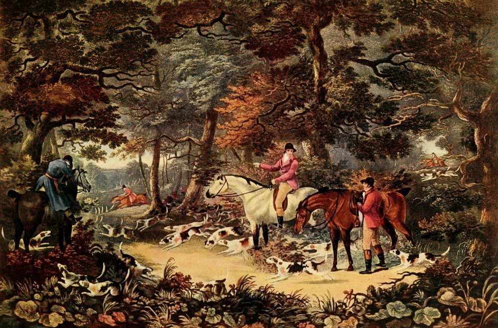 Diary of a Huntsman 1921 Hunting in cover Canvas Art - Dean Wolstenholme (18 x 24)