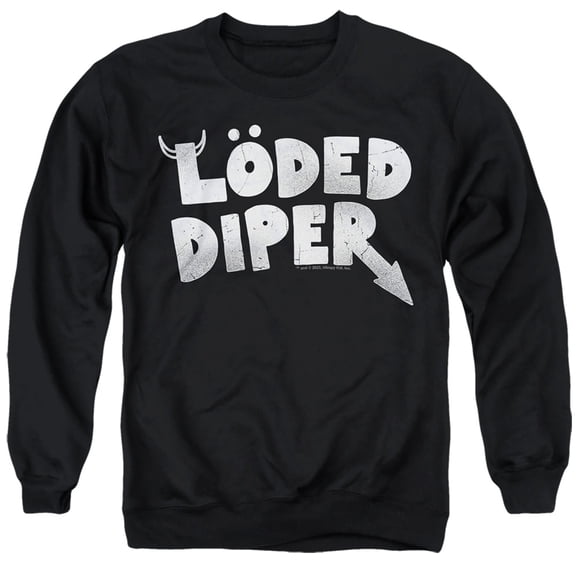 Diary of a Wimpy Kid LÖDED DIPER Distressed Logo Unisex Adult Crewneck Sweatshirt (Medium) Black