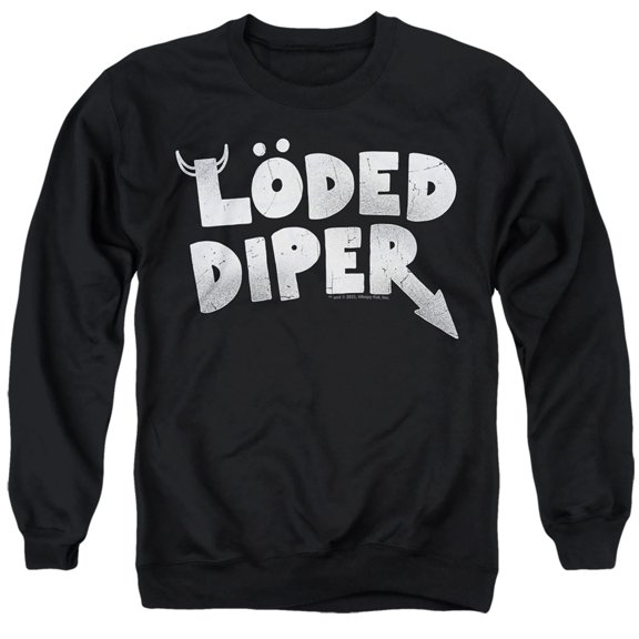 Diary of a Wimpy Kid LÖDED DIPER Distressed Logo Unisex Adult Crewneck Sweatshirt (Small) Black