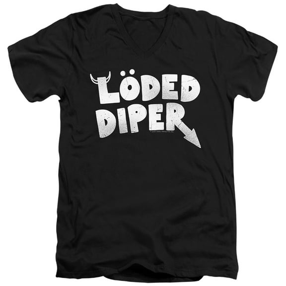 Diary of a Wimpy Kid LÖDED DIPER Distressed Logo Unisex Adult V-Neck T Shirt (Medium) Black