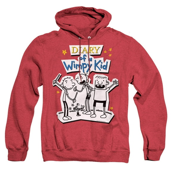 Diary of a Wimpy Kid Wimpy Kid Group Unisex Adult Pull-Over Heather Hoodie (2X-Large) Red