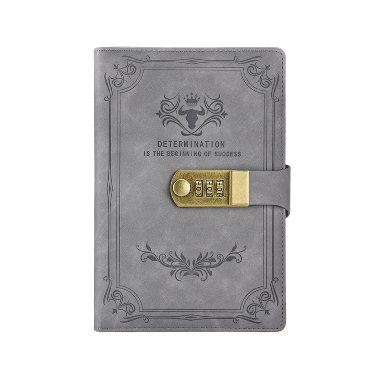 Diary with Lock, A5 PU Leather Journal, Vintage Locks Journal Password Notebook Diary Planner Organizer for Men and Women, 200 Pages