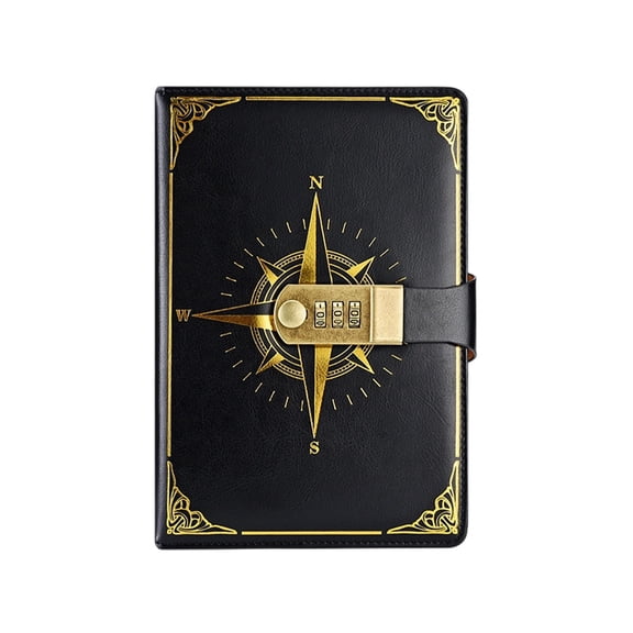 Diary with Lock, Lock Diary Combination Personal Constellation, Waterproof Journal for Gifts Presents Black