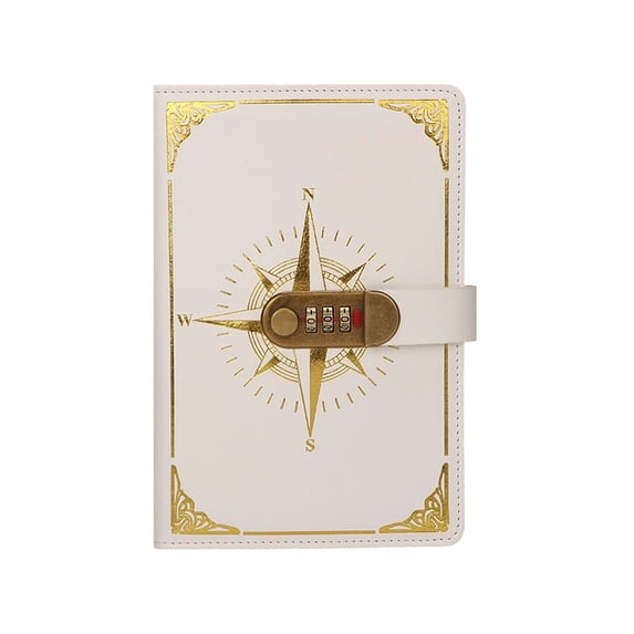 Diary with Lock, Lock Diary Combination Personal Constellation, Waterproof Journal for Gifts Presents White
