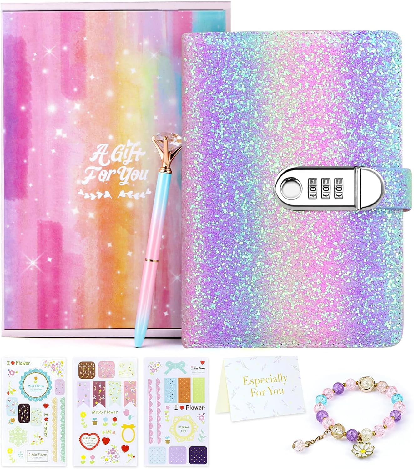 Diary with Lock for Girls Ages 8-12, Birthday Gifts for 5 6 7 8 9 10 11 ...