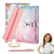 Diary with Lock for Girls Ages 8-12, Password Locked Notebook Journal for Teen Girls, Secret Diary Set for Girls Gifts