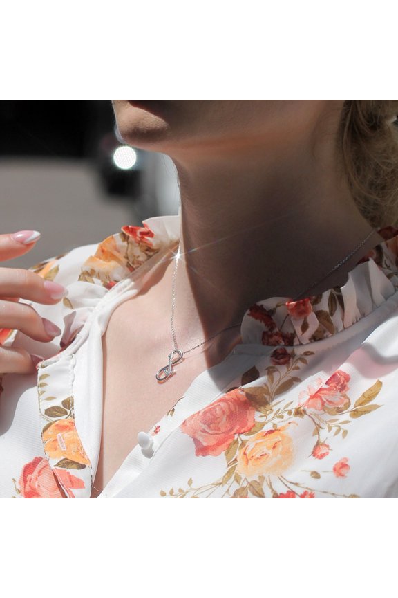 14K White Gold Finish Round Cut Cubic Zirconia Infinity Pendant