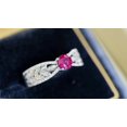 thumbnail image 1 of Diastar Jewels 14K White Gold Finish Round Cut Pink CZ Engagement Wedding Ring, 1 of 7