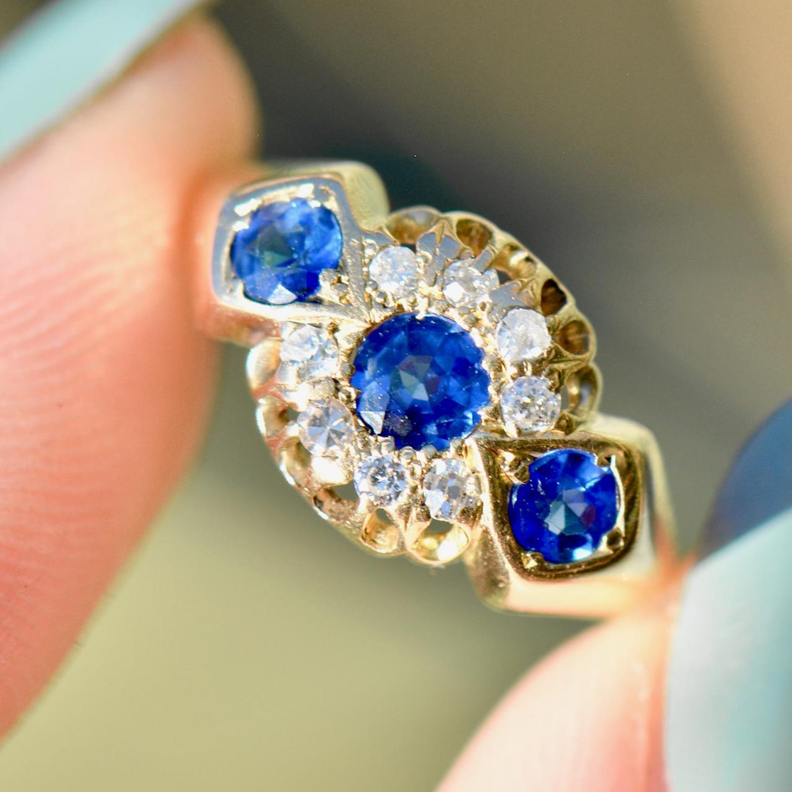 Diastar Jewels 14K Yellow Gold Finish Round Cut Blue Cubic Zirconia ...