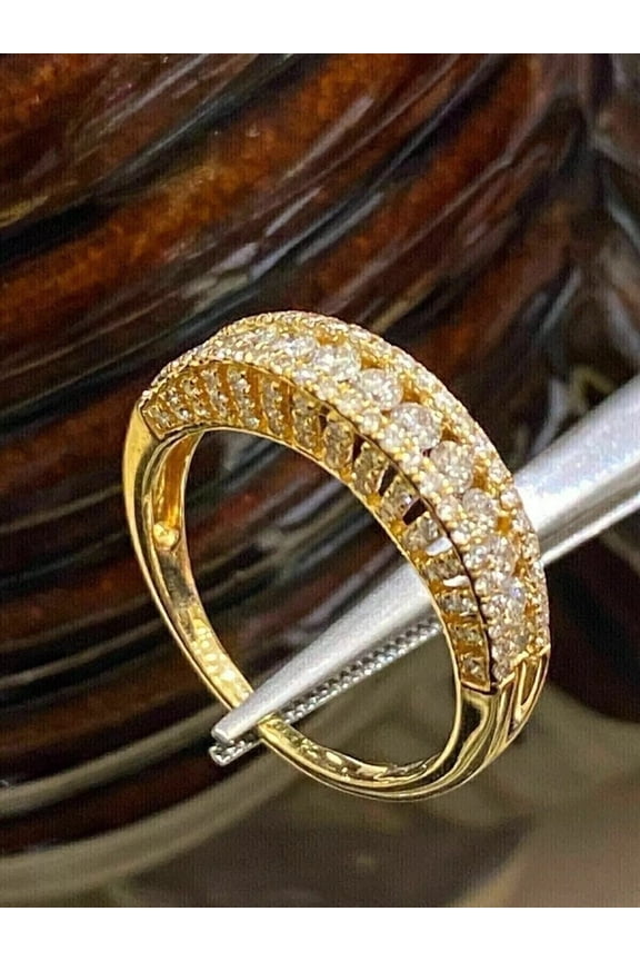 3CT Round Cut Cubic Zirconia Women's Band Ring 14K Yellow Gold Finish