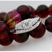 Diastar Jewels Engagement Wedding Bridal Ring Set 14K White Gold Finish Silver Round Cut CZ