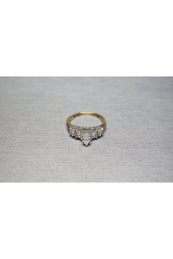Marquise Cut CZ 14K Yellow Gold Finish Engagement Wedding Ring