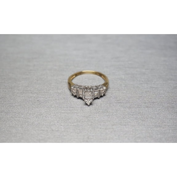 Diastar Jewels Marquise Cut CZ 14K Yellow Gold Finish Engagement Wedding Ring
