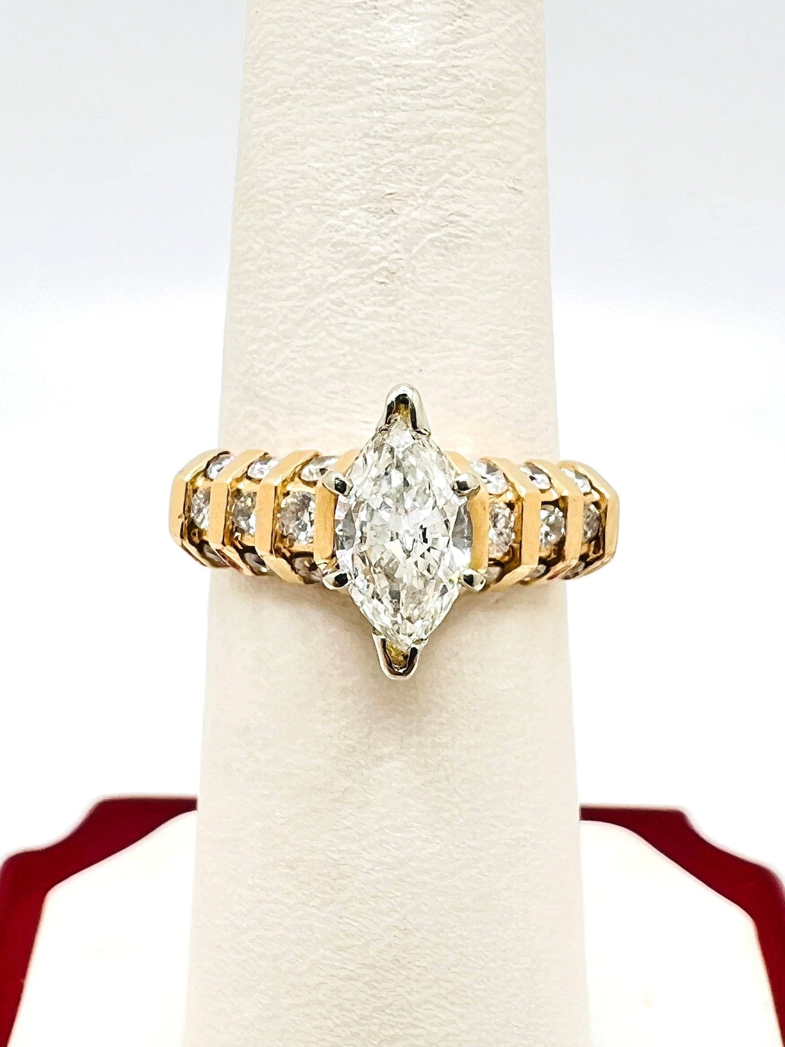 Diastar Jewels Marquise Cut Cubic Zirconia 14K Yellow Gold Finish ...