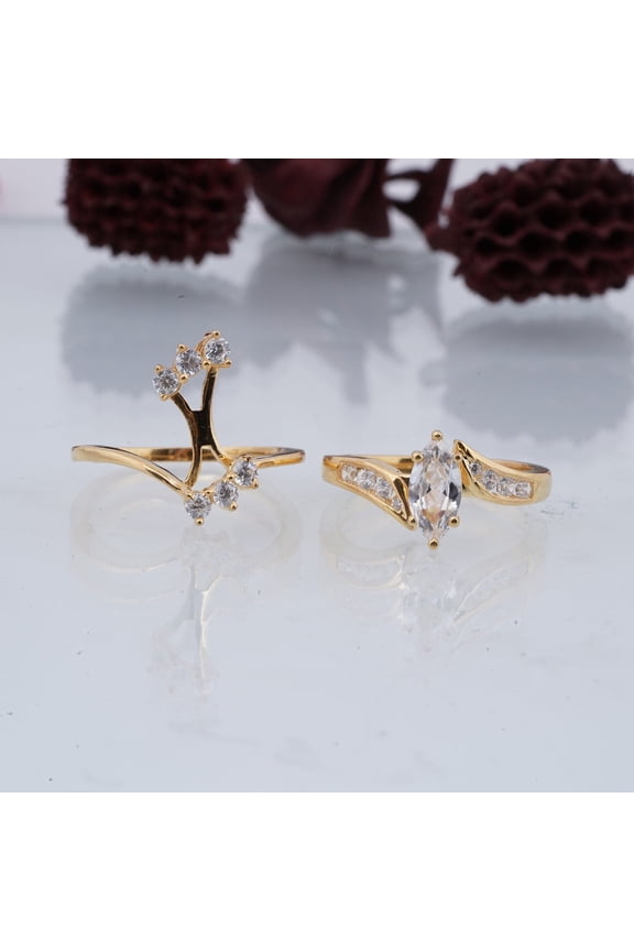 Marquise Cut Cubic Zirconia Engagement Wedding Bridal Ring Set 14K Yellow Gold Finish