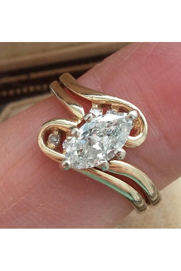 Marquise Cut Cubic Zirconia Women's Ring 14K Yellow Gold Finish