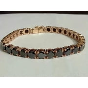 Diastar Jewels Mens 7CT Round Cut Cubic Zirconia Bracelet 14k Rose Gold Finish