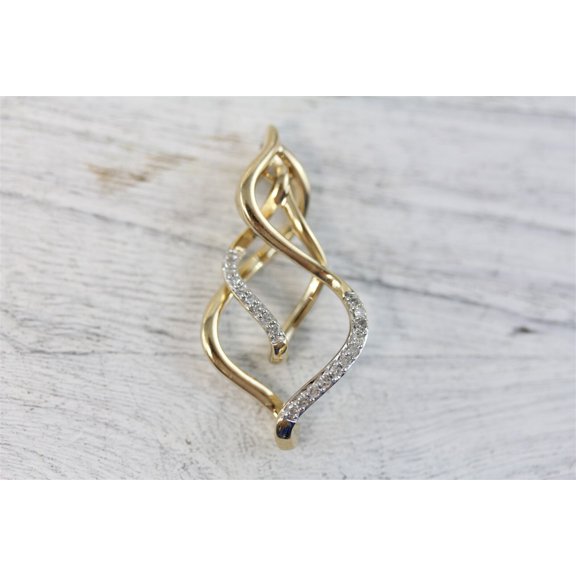 Diastar Jewels Modern Round Cut Cubic Zirconia 14K Yellow Gold Finish Motion Moves Pendant