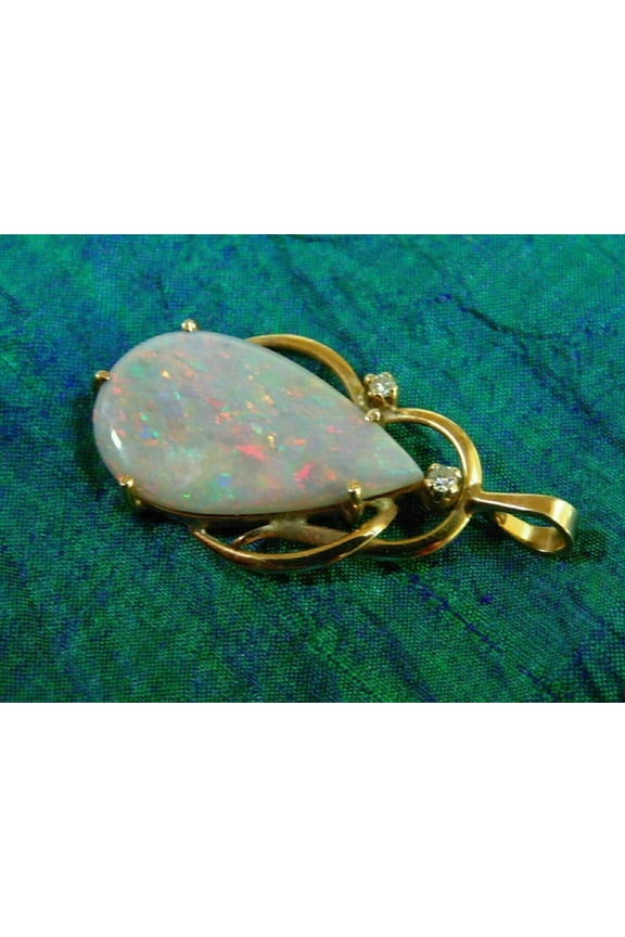 Pear Cut Fire Opal Women's Pendant 14k Yellow Gold Plated Silver