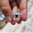 thumbnail image 1 of Diastar Jewels Princess Cut Black Cubic Zirconia 14K White Gold Finish Bridal Wedding Ring Set, 1 of 6
