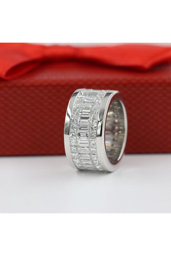 Round Cut CZ 14K White Gold Finish Engagement Wedding Gift Band