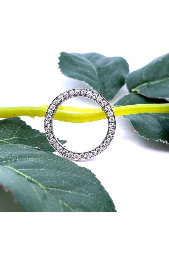 Round Cut Cubic Zirconia 14K White Gold Finish Silver Pretty Brooch Pin