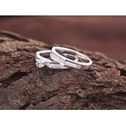 Diastar Jewels Round Cut Cubic Zirconia 14K White Gold Finish Wedding Bridal Ring Set