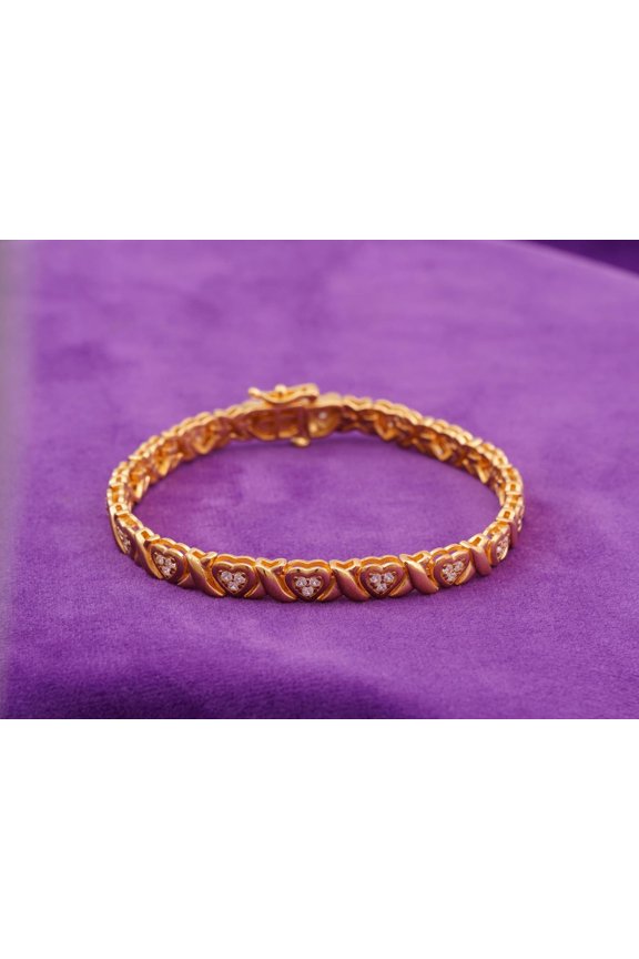 Round Cut Cubic Zirconia 14K Yellow Gold Finish Women's Classic Bracelet