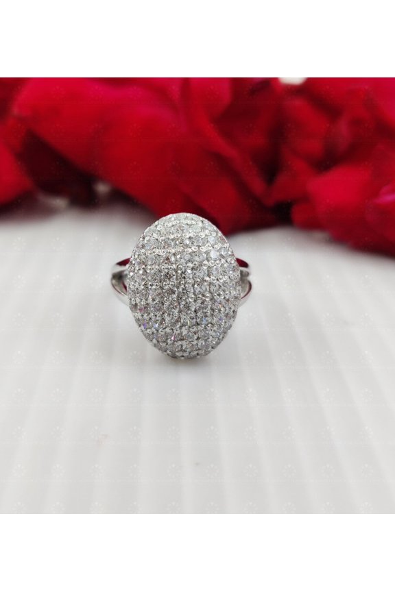 Wedding Wear Cluster Ring 14K White Gold Finish Round Cut Cubic Zirconia