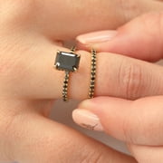 Diastar Jewels Womens Black Cubic Zirconia 14K Yellow Gold Finish Engagement Bridal Ring Set