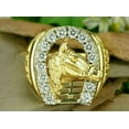 thumbnail image 1 of Diastar engagement ring Horseshoe Signet Ring 14K Yellow Gold Finish Silver Cubic Zirconia christmas, 1 of 5