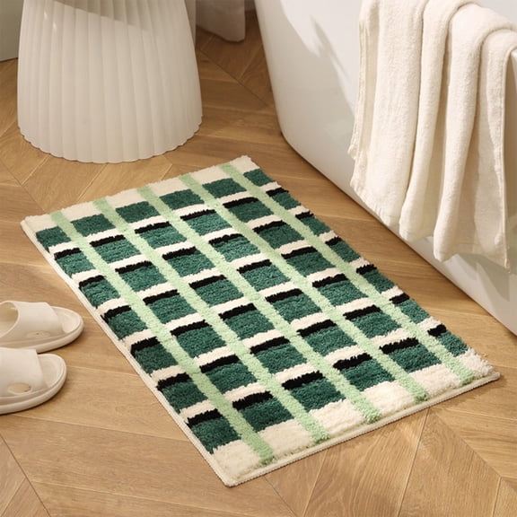 Diatom Mud Bath Mat | Fast Absorbing & Quick Drying Non-Slip Rug | Checkered Pattern Floor Mat for Bathroom, Kitchen & Entryway | 40x60cm (16x24in) | 1-Pack