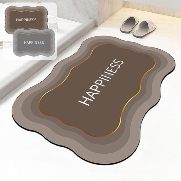 Diatom Mud Bathroom Floor Mat 16x24, Super Absorbent Quick Dry Non Slip Bath Rug, Thin Low Profile Toilet Shower Entrance Mat, Multicolor Polyester