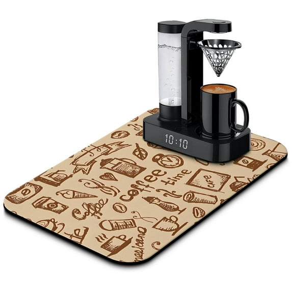 Diatom Mud Coffee Mat, 19.5x12in - Ultra Absorbent, Perfect Companion for Coffee Maker & Espresso Machine, Coffee Drying Mat Typography Print for a Classy Countertop