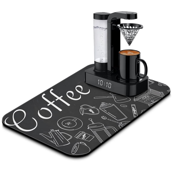 Diatom Mud Coffee Mat Superior Protection for Countertops - Chalkboard Style, Absorbent, Waterproof - Great for Coffee Bar Stations, 19.5x12in