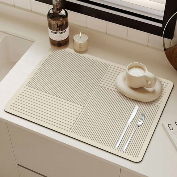 Diatom Mud Dish Drying Mats For Kitchen Counter,Coffee Bar Mats For Countertop,Water Absorbent Dish Mat Drying Kitchen Mat,Non Slip Drying Matt Kitchen Counter.(B,19.69" x 11.81")
