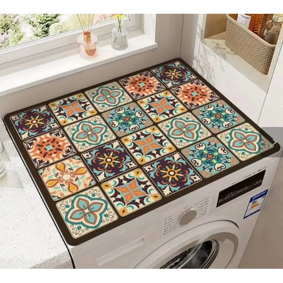 Diatom Mud Dust-Proof Washing Machine Mat - Versatile Non-Slip Roller Mat for Refrigerator and Washer Tops