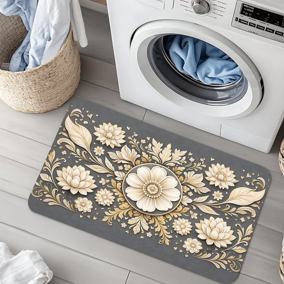 Diatom Mud Kitchen Mats for Floor, Waterproof Non-Skid Stain Resistant Kitchen Rugs, 23.6x35.4in Comfort Standing Mats for Home Kitchen Laundry Room Hallway Home Decoration