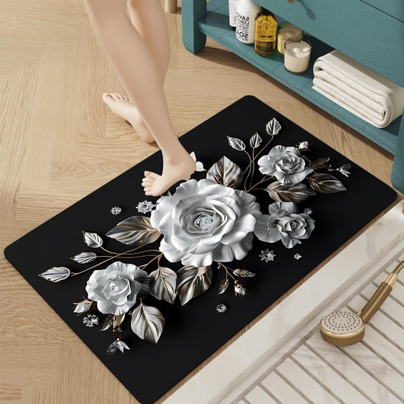 Diatom Mud Kitchen Mats for Floor, Waterproof Non-Skid Stain Resistant Kitchen Rugs, 23.6x35.4in Comfort Standing Mats for Home Kitchen Laundry Room Hallway Home Decoration
